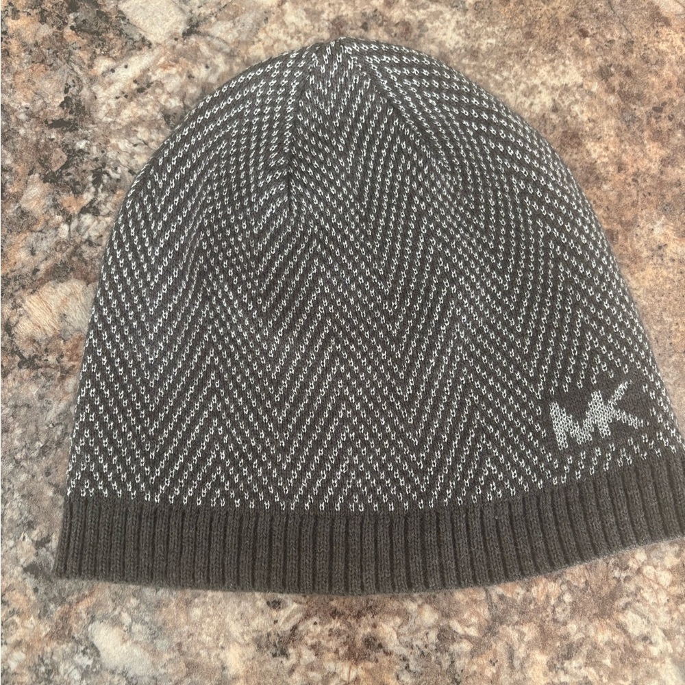Michael Kors Charcoal and White Patterned Beanie